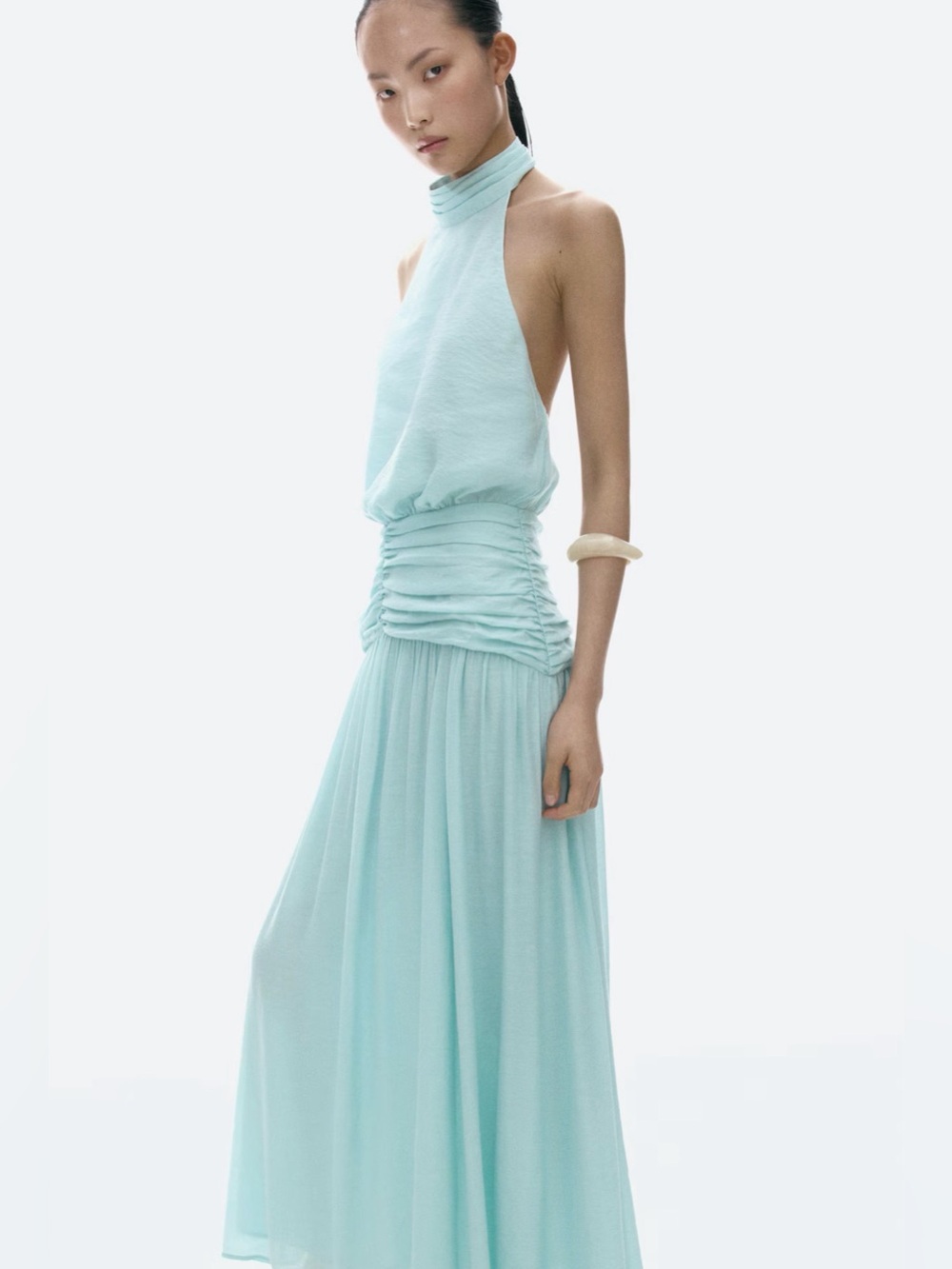draped halterneck dress